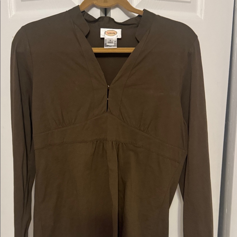 Talbots Khaki Zip-Up Top